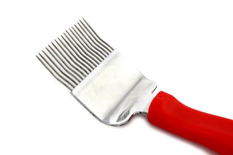Odsklepiacz widelcowy gięty 17 igieł - igły nierdzewne, plastikowa rączka Odsklepiacz widelcowy gięty 17 igieł - igły nierdzewne, plastikowa rączka