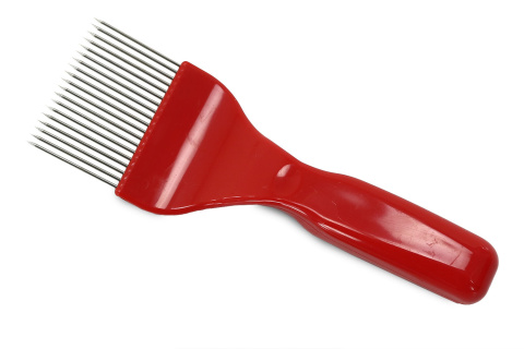 Odsklepiacz widelcowy, rączka plastikowa, czerwony, igły proste nierdzewne Odsklepiacz widelcowy, rączka plastikowa, czerwony, igły proste nierdzewne