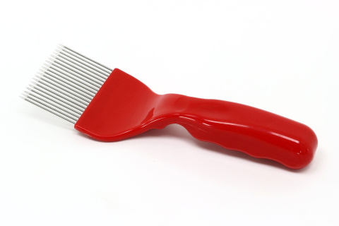 Odsklepiacz widelcowy, rączka plastikowa, czerwony, igły proste nierdzewne Odsklepiacz widelcowy, rączka plastikowa, czerwony, igły proste nierdzewne