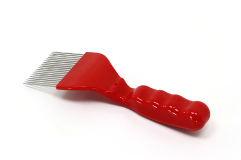 Odsklepiacz widelcowy, rączka plastikowa, czerwony, igły proste nierdzewne Odsklepiacz widelcowy, rączka plastikowa, czerwony, igły proste nierdzewne