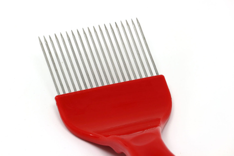 Odsklepiacz widelcowy, rączka plastikowa, czerwony, igły proste nierdzewne Odsklepiacz widelcowy, rączka plastikowa, czerwony, igły proste nierdzewne