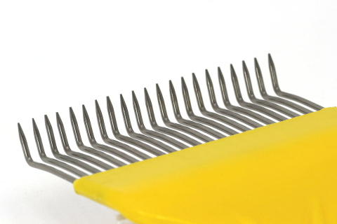 Odsklepiacz widelcowy, rączka plastikowa, żółty wygięty Odsklepiacz widelcowy, rączka plastikowa, żółty wygięty