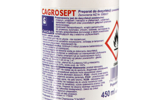 Cagrosept do dezynfekcji maszyn 450 ml. z atomizerem Cagrosept do dezynfekcji maszyn 450 ml. z atomizerem