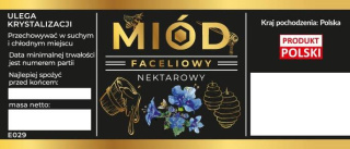 Etykieta na miód faceliowy nektarowy czarne opakowanie 100 szt