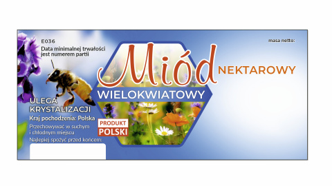Etykieta na miód wielokwiatowy 100 szt Etykieta na miód wielokwiatowy 100 szt