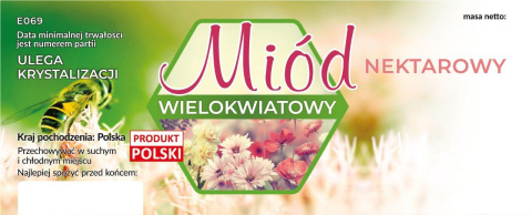 Etykieta na miód wielokwiatowy duża 100szt Etykieta na miód wielokwiatowy duża 100szt