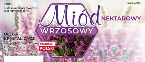 Etykieta na miód wrzosowy opakowanie 100 szt Etykieta na miód wrzosowy opakowanie 100 szt