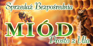 Baner reklamowy Sprzedaż Bezpośrednia złoto-zielony z pszczołą 2x1m