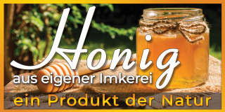 Baner reklamowy niemieckojęzyczny żółty ze słoikiem i nabierakiem new 2x1