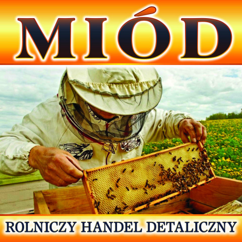 Baner reklamowy z pszczelarzem RHD 1x1m Baner reklamowy z pszczelarzem RHD 1x1m
