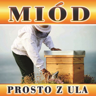 Baner reklamowy z pszczelarzem i ulem 1x1m