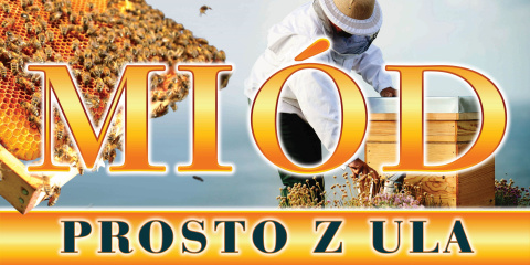 Baner reklamowy z pszczelarzem i ulem 2x1m Baner reklamowy z pszczelarzem i ulem 2x1m