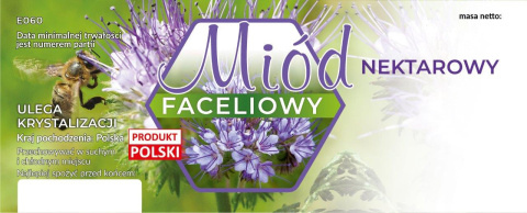 Etykiety duże na miód nektarowy faceliowy 100szt Etykiety duże na miód nektarowy faceliowy 100szt