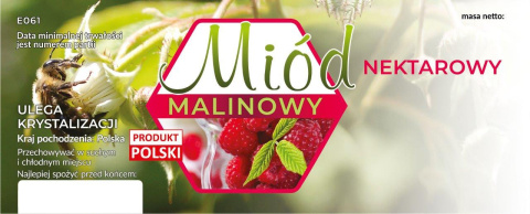 Etykiety duże na miód nektarowy malinowy 100szt Etykiety duże na miód nektarowy malinowy 100szt