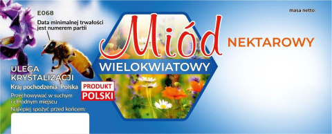 Etykiety duże na miód nektarowy wielokwiatowy 100szt Etykiety duże na miód nektarowy wielokwiatowy 100szt