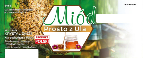 Etykiety duże uniwersalne Miód prosto z ula 100szt Etykiety duże uniwersalne Miód prosto z ula 100szt