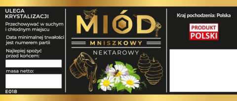 Etykiety na miód mniszkowy nektarowy czarne opakowanie 100 szt Etykiety na miód mniszkowy nektarowy czarne opakowanie 100 szt
