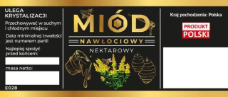 Etykiety na miód nawłociowy nektarowy czarne opakowanie 100 szt