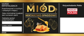 Etykiety na miód nektarowo-spadziowy czarne opakowanie 100 szt