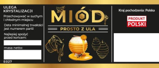 Etykiety na miód prosto z ula czarne opakowanie 100 szt