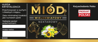 Etykiety na miód wielokwiatowy nektarowy czarne opakowanie 100 szt