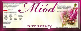Etykiety na miód wrzosowy duża z ramką