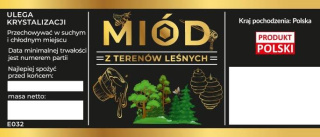 Etykiety na miód z terenów leśnych czarne opakowanie 100 szt