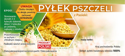 Etykiety na pyłek pszczeli 100szt Etykiety na pyłek pszczeli 100szt