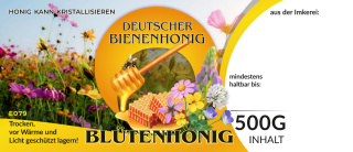 Etykiety niemieckojęzyczne kolorowe BLUETENHONIG 100szt/1op