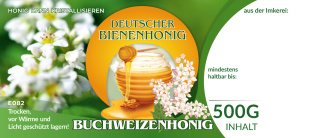 Etykiety niemieckojęzyczne kolorowe BUCHWEIZENHONIG 100szt/1op