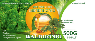 Etykiety niemieckojęzyczne kolorowe WALDHONIG 100szt/1op