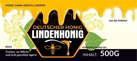 Etykiety niemieckojęzyczne na miód Lipowy Lindenhonig 100szt Etykiety niemieckojęzyczne na miód Lipowy Lindenhonig 100szt