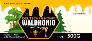 Etykiety niemieckojęzyczne na miód leśny Waldhonig 100szt