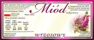 Etykiety samoprzylepne na miód wrzosowy - seria z ramką.